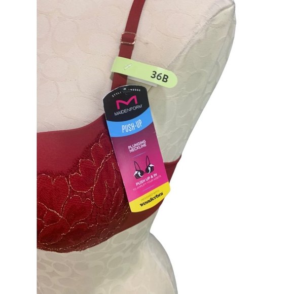 36B Maidenform Bra DM9900 Push-Up Plunging Neckline Bra Padded Underwire New - Picture 3 of 8